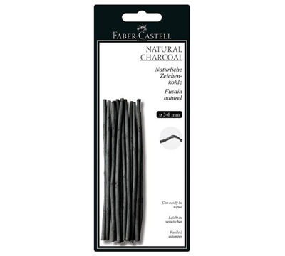 FC129198 Faber-Castell PITT Natural Willow Charcoal Sticks 3-6mm - 20ct. Sticks