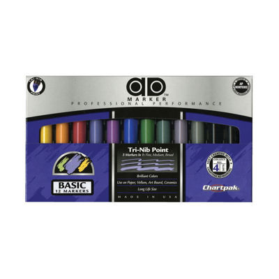AD Marker The Original Chartpak, Tri-Nib, 100 Assorted Colors in Slot  Caddy, 1 Each (AD100)