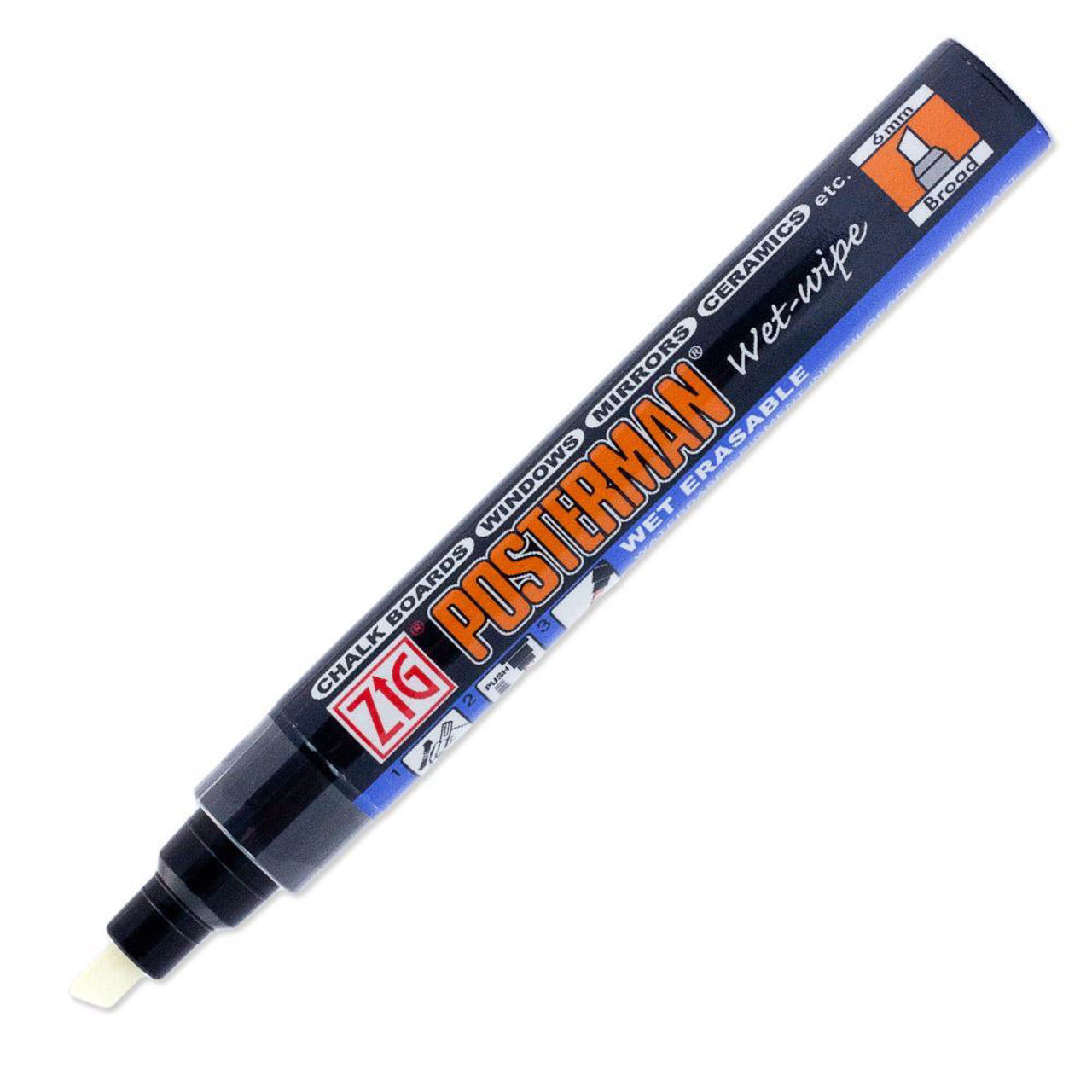 Zig Posterman Waterproof Chisel 6mm Tip 3 Fluorescent Color