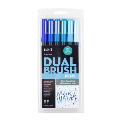 TB56222 Tombow Abt Dual Brush Pen 6 Set - Blue Blendables
